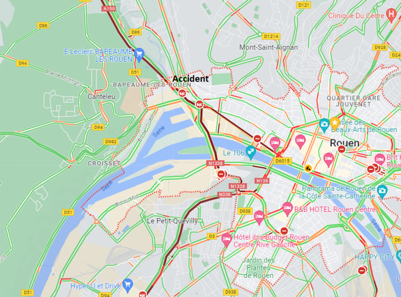 Accident de poids-lourd à Rouen : l'autoroute A150 coupée dans les deux sens Accident de poids-lourd à Rouen : l'autoroute A150 coupée dans les deux sens