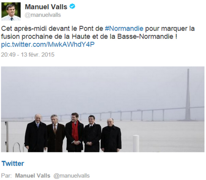Le clin d'oeil de Manuel Valls à la Normandie (bientôt) réunifiée Le clin d'oeil de Manuel Valls à la Normandie (bientôt) réunifiée