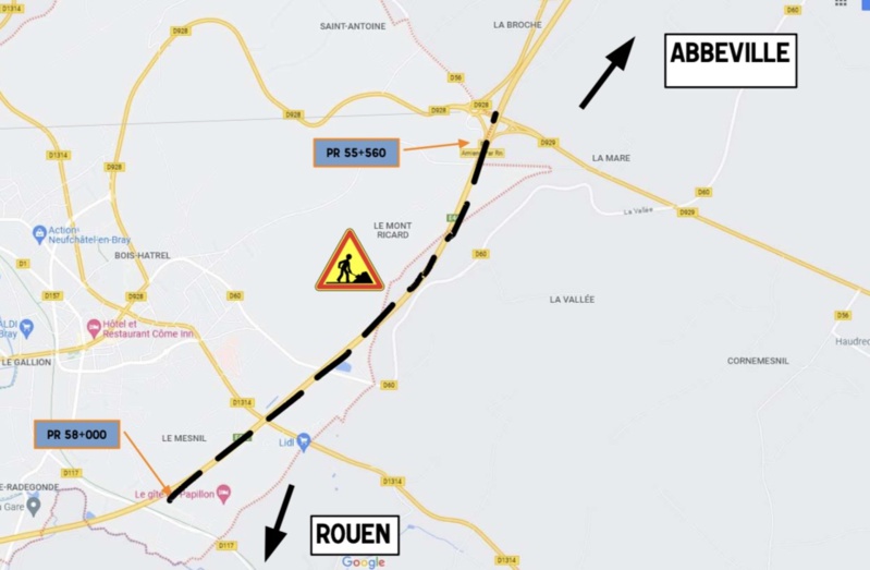 Travaux d’entretien : fermeture partielle de l’A28 dans le sens Abbeville - Rouen