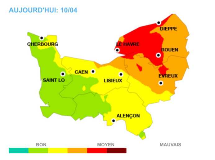Pollution de l'air : ça continue aujourd'hui vendredi en Haute-Normandie Pollution de l'air : ça continue aujourd'hui vendredi en Haute-Normandie