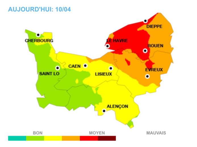 Pollution de l'air : ça continue aujourd'hui vendredi en Haute-Normandie 