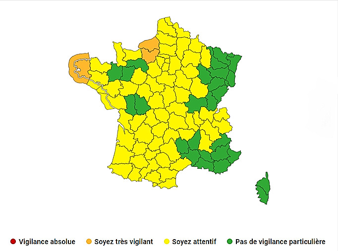 Dépression « Pierrick » : la Seine-Maritime et l'Eure en vigilance orange aujourd'hui et demain
