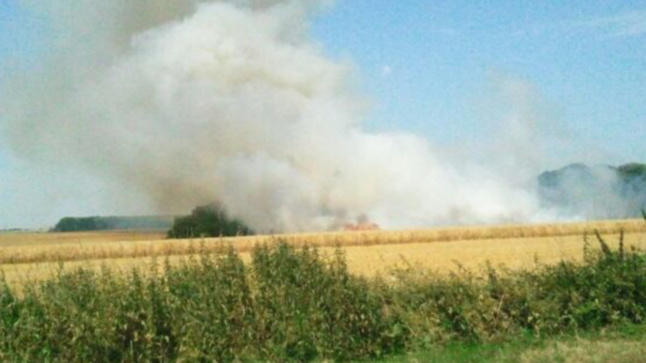 Feu de récolte cet après-midi au Thuit, au nord-ouest des Andelys (Photo @C.L. pour infoNormandie) Feu de récolte cet après-midi au Thuit, au nord-ouest des Andelys (Photo @C.L. pour infoNormandie)