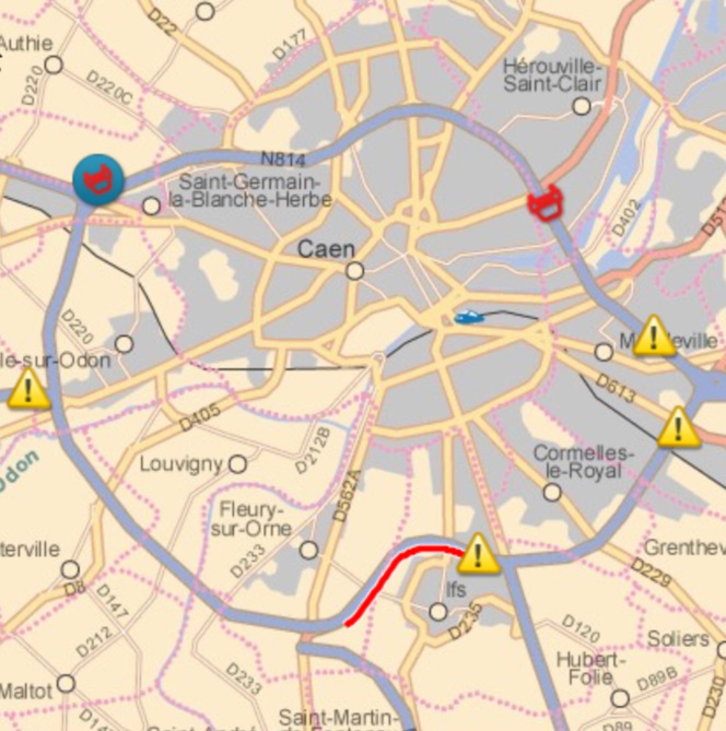 Quatre points de blocage ont été mis en place aux entrées de Caen sur le périphérique Quatre points de blocage ont été mis en place aux entrées de Caen sur le périphérique