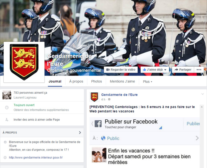 La gendarmerie de l'Eure de retour sur Facebook La gendarmerie de l'Eure de retour sur Facebook