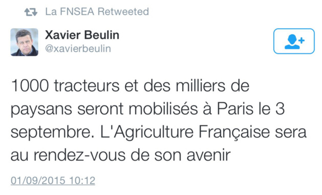 Xavier Beulin est le président de la Fédération nationale des syndicats d'exploitants agricoles (FNSEA) Xavier Beulin est le président de la Fédération nationale des syndicats d'exploitants agricoles (FNSEA)