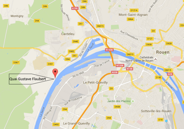 Le cadavre d'un homme repêché en Seine, quai Gustave Flaubert à Rouen Le cadavre d'un homme repêché en Seine, quai Gustave Flaubert à Rouen