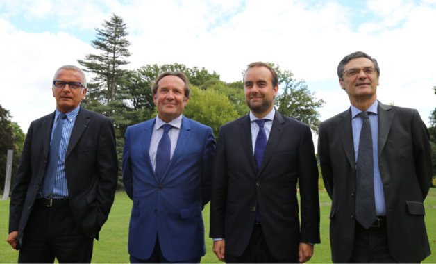 De gauche à droite, les quatre présidents : Pascal Martin (Seine-Maritime), Pierre Bédier (Yvelines), Sébastien Lecornu (Eure) et Patrick Devedjian (Hauts-de-Seine)