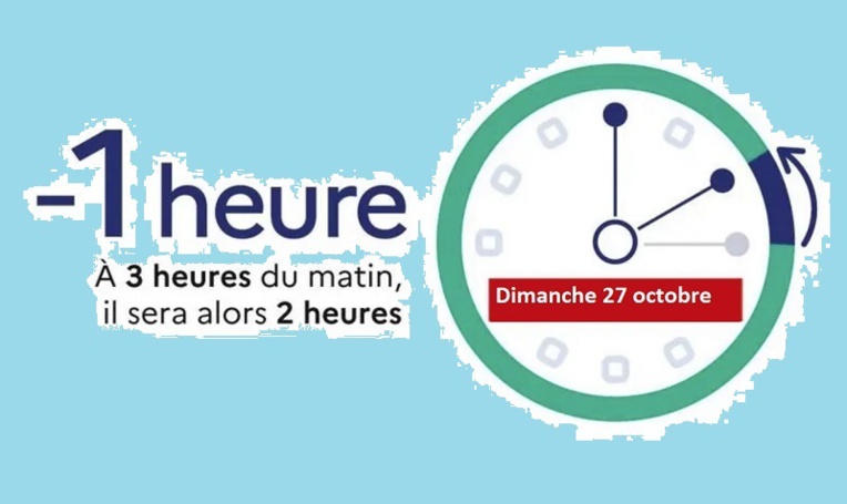 A noter. On passe à l’heure d’hiver le dimanche 27 octobre A noter. On passe à l’heure d’hiver le dimanche 27 octobre