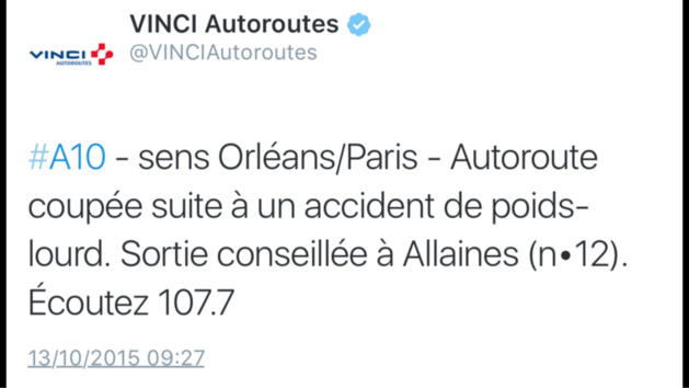 L'A10 fermée vers Paris à cause d'un accident de poids-lourd en Eure-et-Loir L'A10 fermée vers Paris à cause d'un accident de poids-lourd en Eure-et-Loir