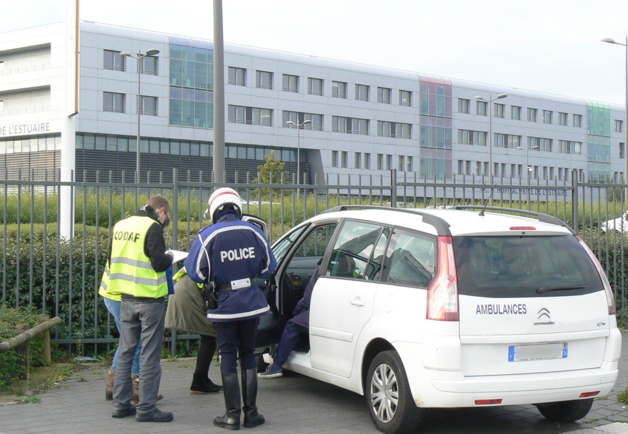 Les contrôles ont été effectués aux abords de l'hôpital privé de l'Estuaire au Havre le 15 octobre.