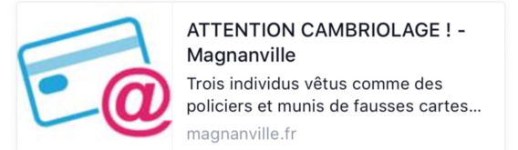Alerte aux faux policiers à Magnanville (Yvelines) : "ne leur ouvrez pas votre porte"