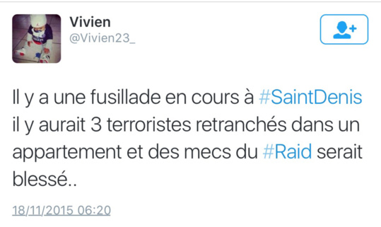 Fusillade et assaut ce matin à Saint-Denis, dans le secteur du Stade de France, près de Paris Fusillade et assaut ce matin à Saint-Denis, dans le secteur du Stade de France, près de Paris