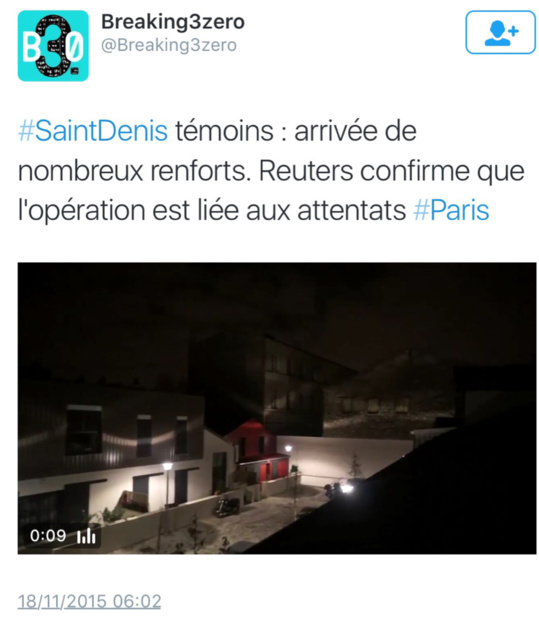 Fusillade et assaut ce matin à Saint-Denis, dans le secteur du Stade de France, près de Paris Fusillade et assaut ce matin à Saint-Denis, dans le secteur du Stade de France, près de Paris
