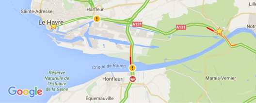 Le pont de Normandie fermé : la circulation vers Honfleur est déviée par le pont de Tancarville