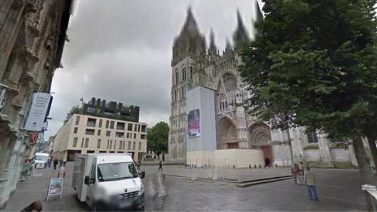 La victime a été abordée puis agressée place de la Cathédrale, à Rouen (Illustration@Google Maps)