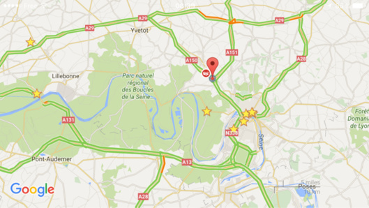 Accident sur l'A150, circulation perturbée en direction de Rouen