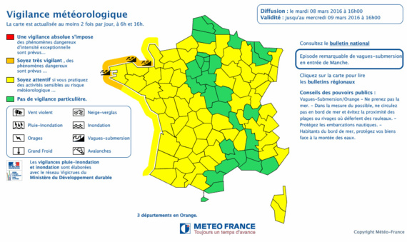 Avis de fort coup de vent sur la Manche ce mercredi 9 mars