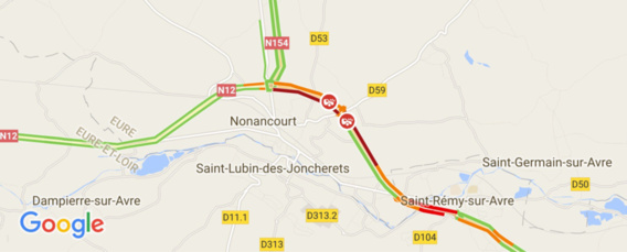 Capture d'écran @GoogleMaps/Waze Capture d'écran @GoogleMaps/Waze