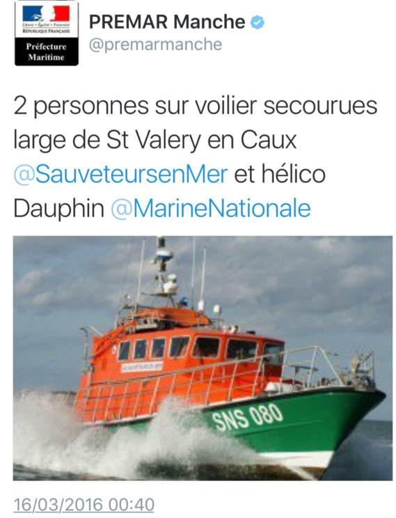 Leur voilier coule au large de Saint-Valery-en-Caux, les deux plaisanciers sont sains et saufs