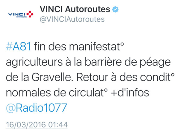 Manifestations d'agriculteurs cette nuit à Laval et sur l'A81 en Mayenne