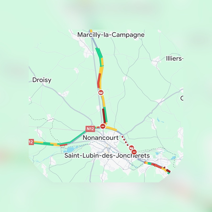 Coupure totale de la RN12 entre l’Eure et l’Eure-et-Loir après un accident près de Nonancourt 