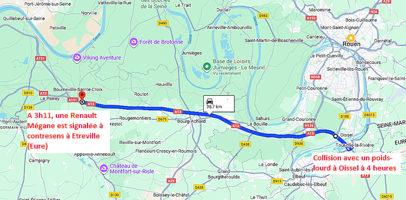 Voiture à contresens sur l’A13 entre Etreville et Oissel :deux blessés, dont un grave dans une collision Voiture à contresens sur l’A13 entre Etreville et Oissel :deux blessés, dont un grave dans une collision
