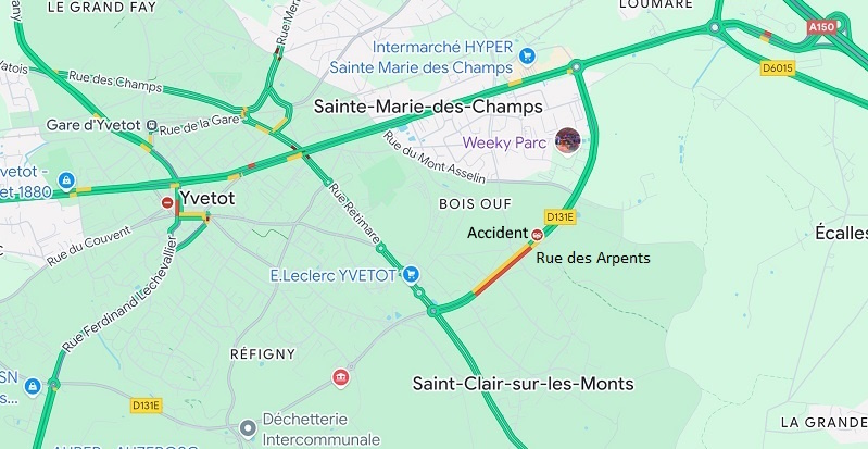 Deux blessés dans une collision entre trois voitures près d'Yvetot, en Seine-Maritime