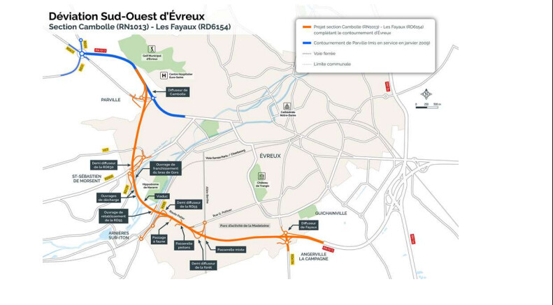 Déviation sud-ouest d’Évreux : la mise en service repoussée à l’horizon 2029-2030