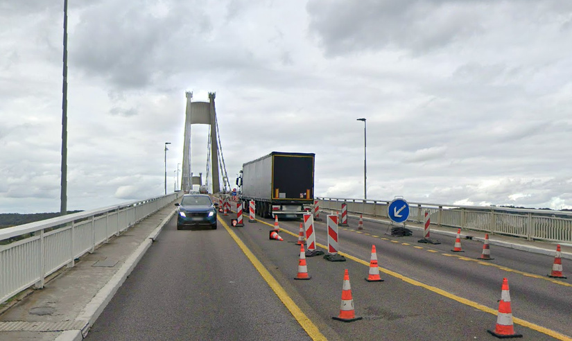 Des travaux de réparation des garde-corps sur le viaduc de la N182 sur le pont de Tancarville  sont lancés dès ce lundi 26 janvier - Illustration Google Maps