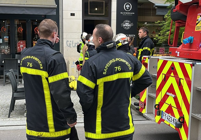 Les sapeurs-pompoiers de Seine-Maritime lors d'une intervention dans le centre-ville de Rouen - Photo S.L./infoNormandie