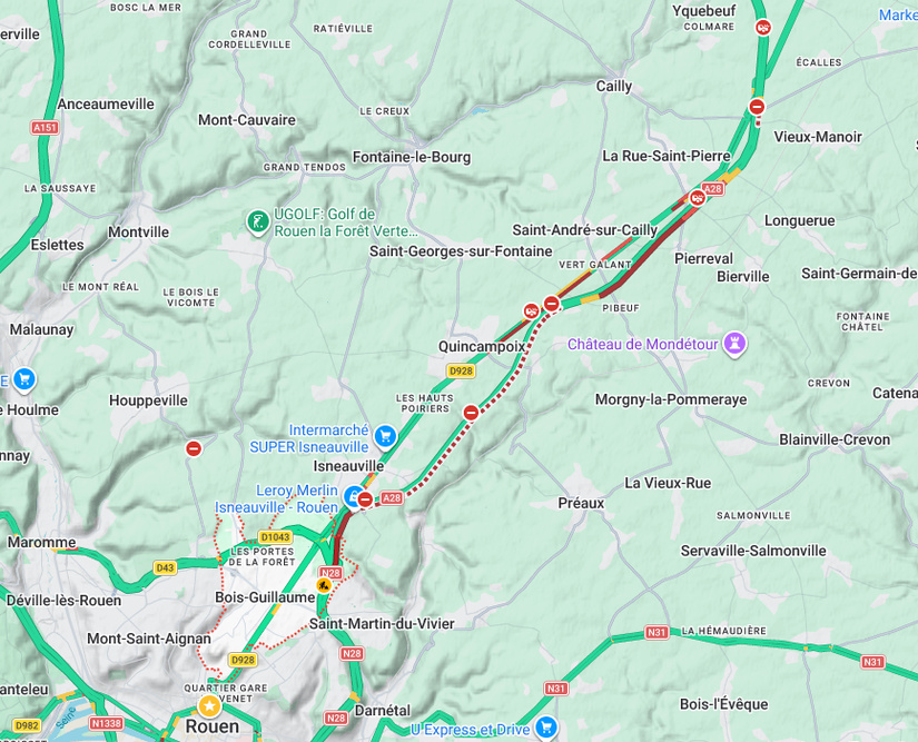 Carte Google Maps à 9h45 Carte Google Maps à 9h45