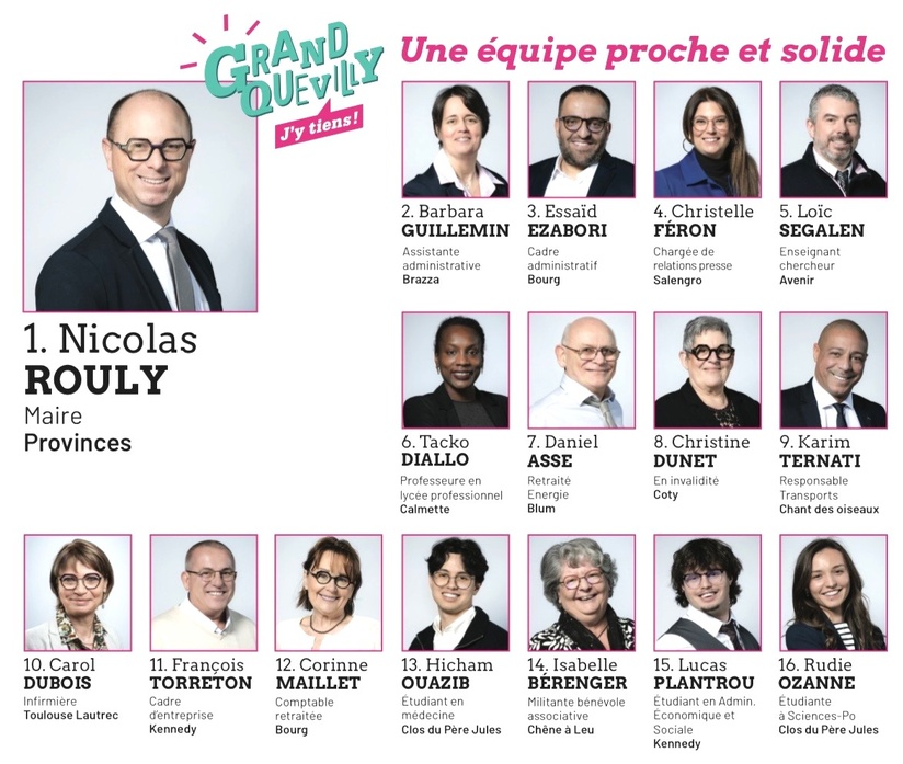 Les candidats de la liste emmenée par le maire sortant Nicolas Rouly