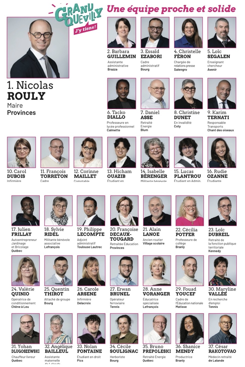 Les candidats de la liste emmenée par le maire sortant Nicolas Rouly Les candidats de la liste emmenée par le maire sortant Nicolas Rouly