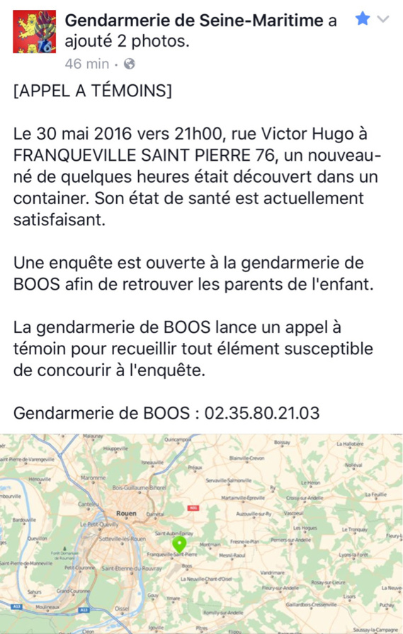 Seine-Maritime : un nouveau-né retrouvé vivant dans une poubelle à Franqueville-St-Pierre
