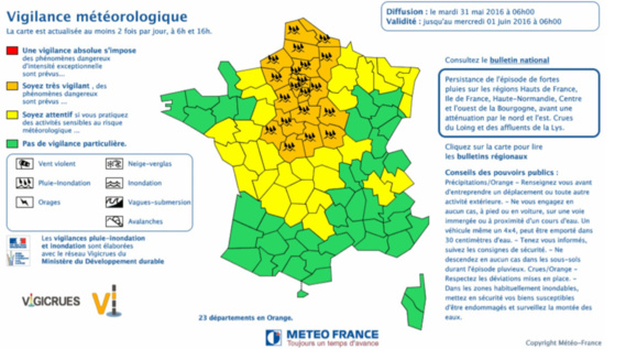Pluie et inondation : la Seine-Maritime et l'Eure maintenus en vigilance orange
