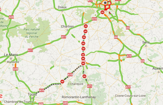 Inondations : l'autoroute A10 toujours coupée ce matin dans le Loiret. Ce qu'il faut savoir
