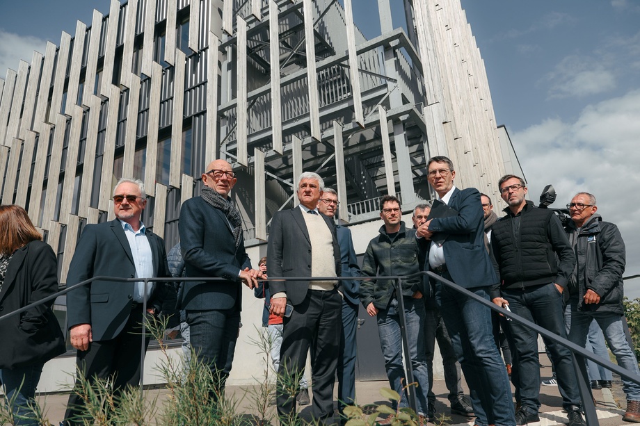 Visite de chantier ce mardi matin pour le président du Conseil régional de Normandie, Hervé Morin - , Crédit photos : P.Galliot / Région Normandie