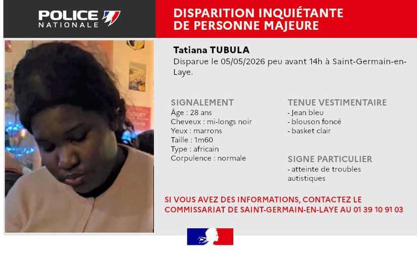 Disparition inquiétante à Saint-Germain-en-Laye : une jeune femme de 28 ans recherchée Disparition inquiétante à Saint-Germain-en-Laye : une jeune femme de 28 ans recherchée