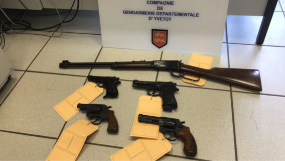 Les armes saisies (Photo@Gendarmerie nationale) Les armes saisies (Photo@Gendarmerie nationale)