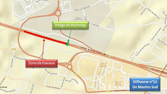 Travaux sur l'A13 : circulation perturbée à la barrière de péage de Mantes-Buchelay