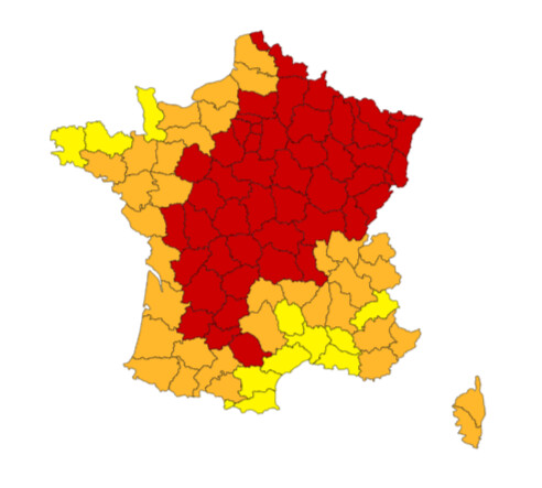 La carte vigilance rouge et orange pour ce samedi - © Météo France