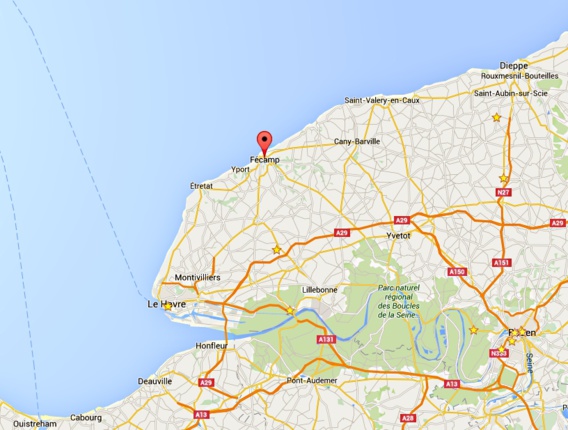 La collision s'est produite à environ 13 kilomètres au large de Fécamp (Seine-Maritime) La collision s'est produite à environ 13 kilomètres au large de Fécamp (Seine-Maritime)