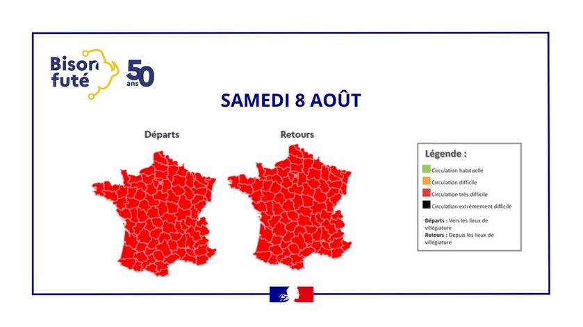 Routes des vacances : samedi rouge dans les deux sens, vigilance dans le Grand-Ouest Routes des vacances : samedi rouge dans les deux sens, vigilance dans le Grand-Ouest