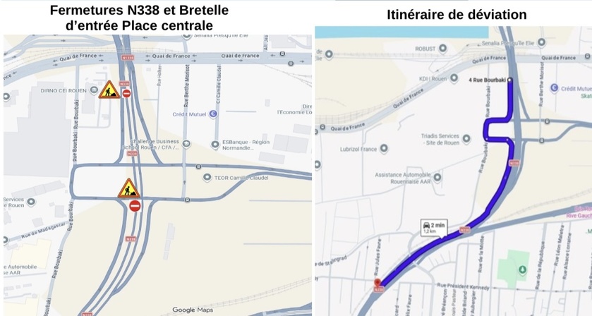 Rouen : la RN338 fermée deux nuits vers Paris pour inspecter des murs Rouen : la RN338 fermée deux nuits vers Paris pour inspecter des murs