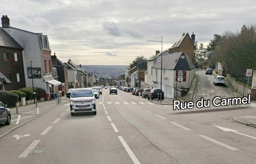 La collision s'est produite face au 174 route de Neufchâtel à Bihorel, dans l'agglomération de Rouen  - Illustration