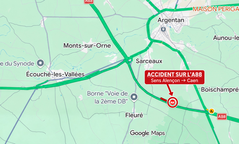 Accident de poids lourd dans l’Orne : l’A88 coupée vers Caen près d’Argentan Accident de poids lourd dans l’Orne : l’A88 coupée vers Caen près d’Argentan