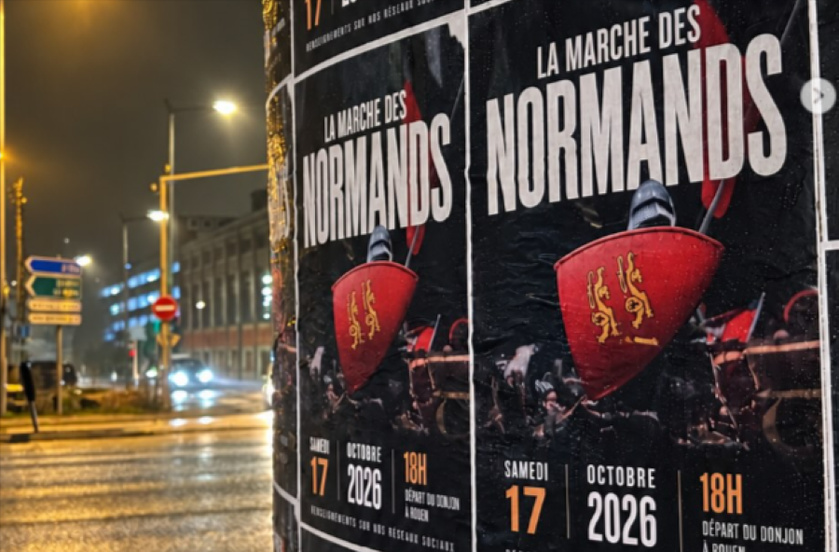 Des affiches ont fleuri dans les rues de Rouen pour annoncer la marche des Normands. C'était avant son interdiction  par le préfet - Photo © La Marche des Normands/Instagram