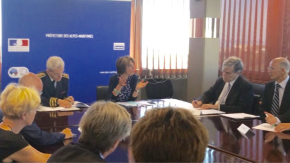 Marisol Touraine a annoncé les dispositions prises en faveur des victimes des attfntats, lors d'une réunion ce dimanche à la Prefecture des Alpes-Maritimes (photo@M. Touraine/Twitter)