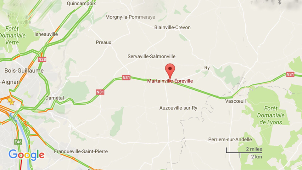 L'accident provoque la chute d'un poteau électrique : la RN31 coupée à Martainville-Épreville 